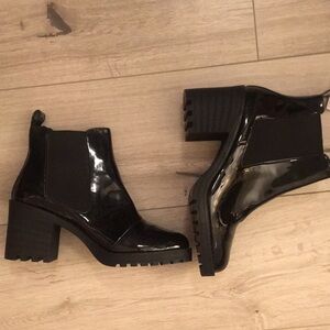 Black Patent Leather Ankle Boots